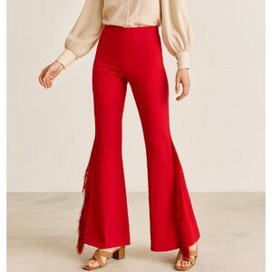NWT JUCCA Red Fringe Wide Leg Pants Size IT 42 / US 4 – 6